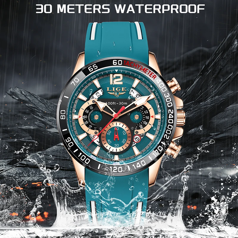 New Outdoor Sports Men Watch LIGE Top Brand Luxury Military Waterproof Quartz Watches for Men Fashion Auto Date Chronograph Male