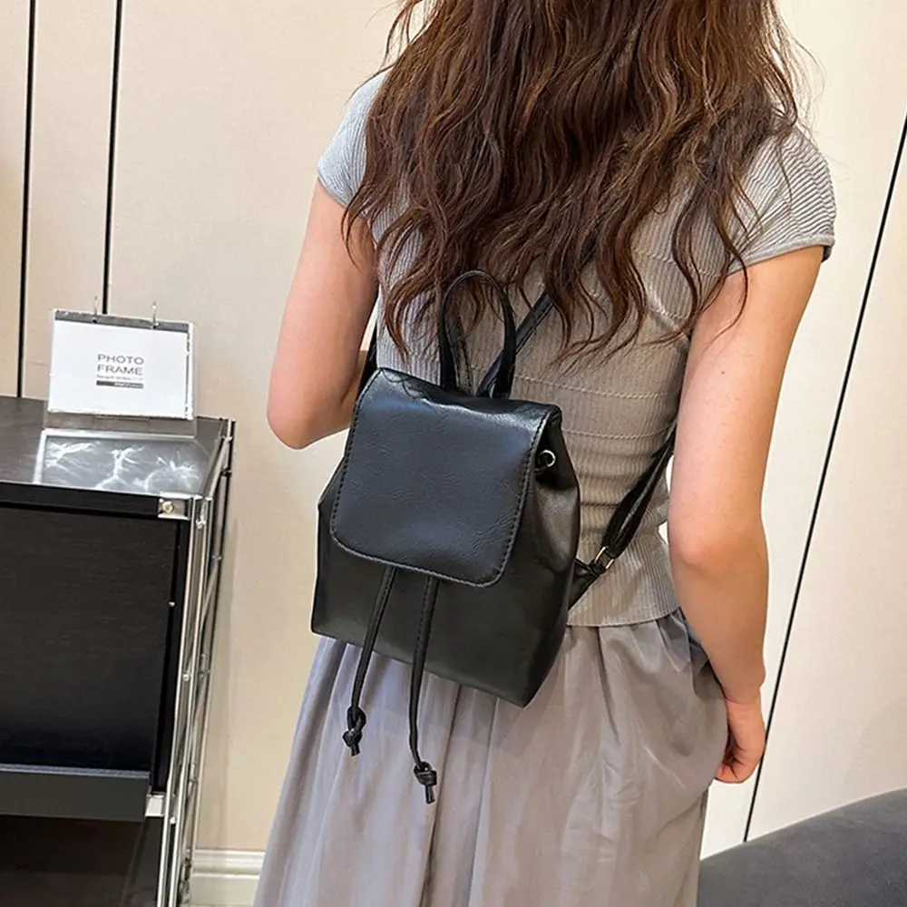 

Рюкзак из ПУ кожи, милый однотонный маленький рюкзак в стиле ретро, коричневый однотонный рюкзак в Корейском стиле, сумка через плечо, подарок