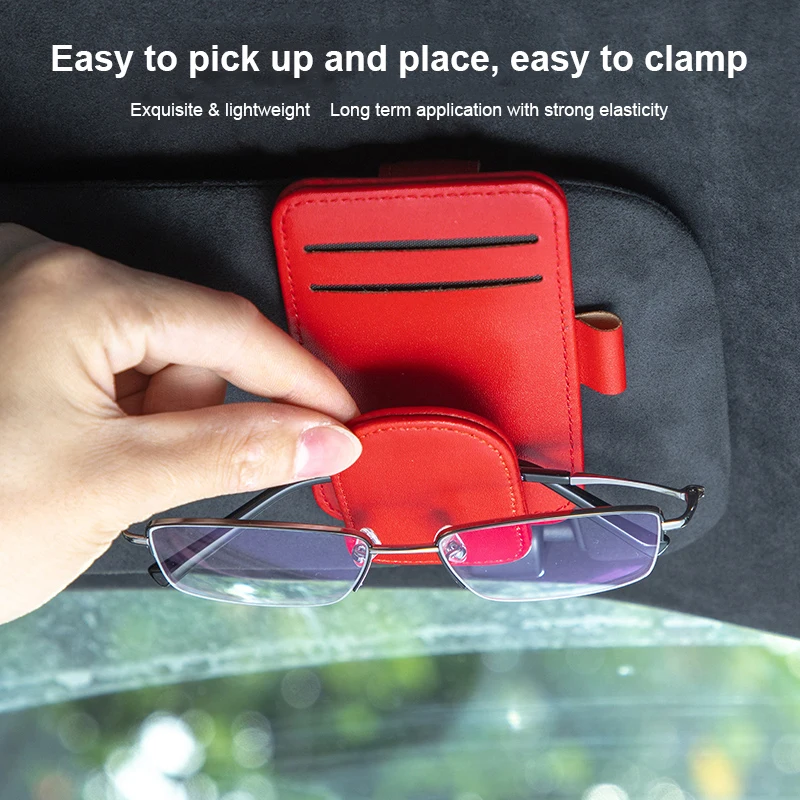 Premium Leather Multifunctional Car Sunshade Storage Clip