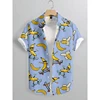 Hawaii Beach Shirt Mens Shirt Lapel Party Shirt Men Casual Street Short Sleeve Fashion Banana Animation Print Casual Short Shirt 4