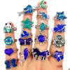 20/50/100pcs Wholesale Cute Animal Flower Mood Ring Child Temperatre Color Changing Charm Rings Grils Party Gifts 2