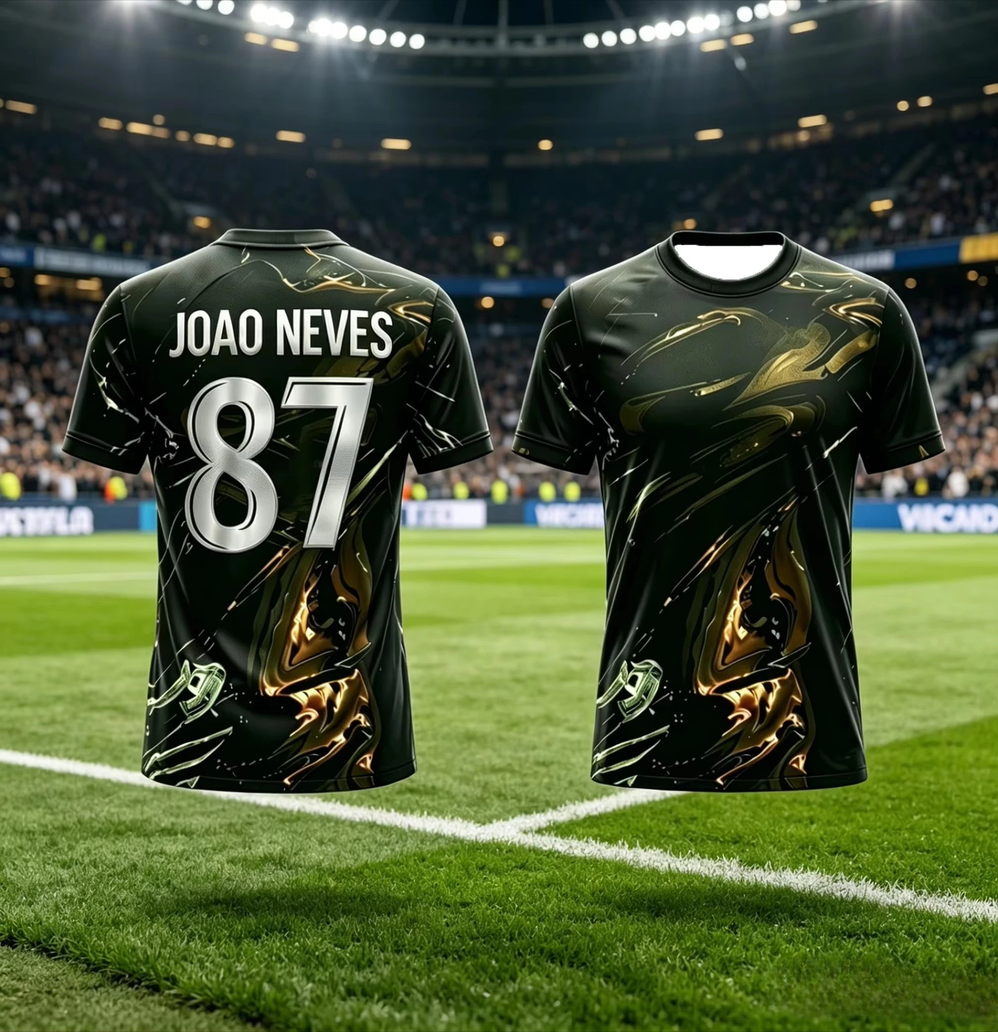 KIDS PSG Fußball-T-Shirt, Fußballtrikot, Schwarz-Gold, Liquid-Print, Atmungsaktiv, Schnelltrocknend, Trainings-T-Shirt, Fan-Sport-Top, Herren, Damen, 5 verkauft