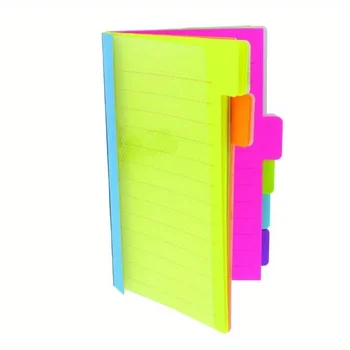 1 pezzo di nuove note adesive divisorie, blocco note rivestito con linguette autoadesive, 60 note a righe, note adesive con indice di colori al neon assortiti