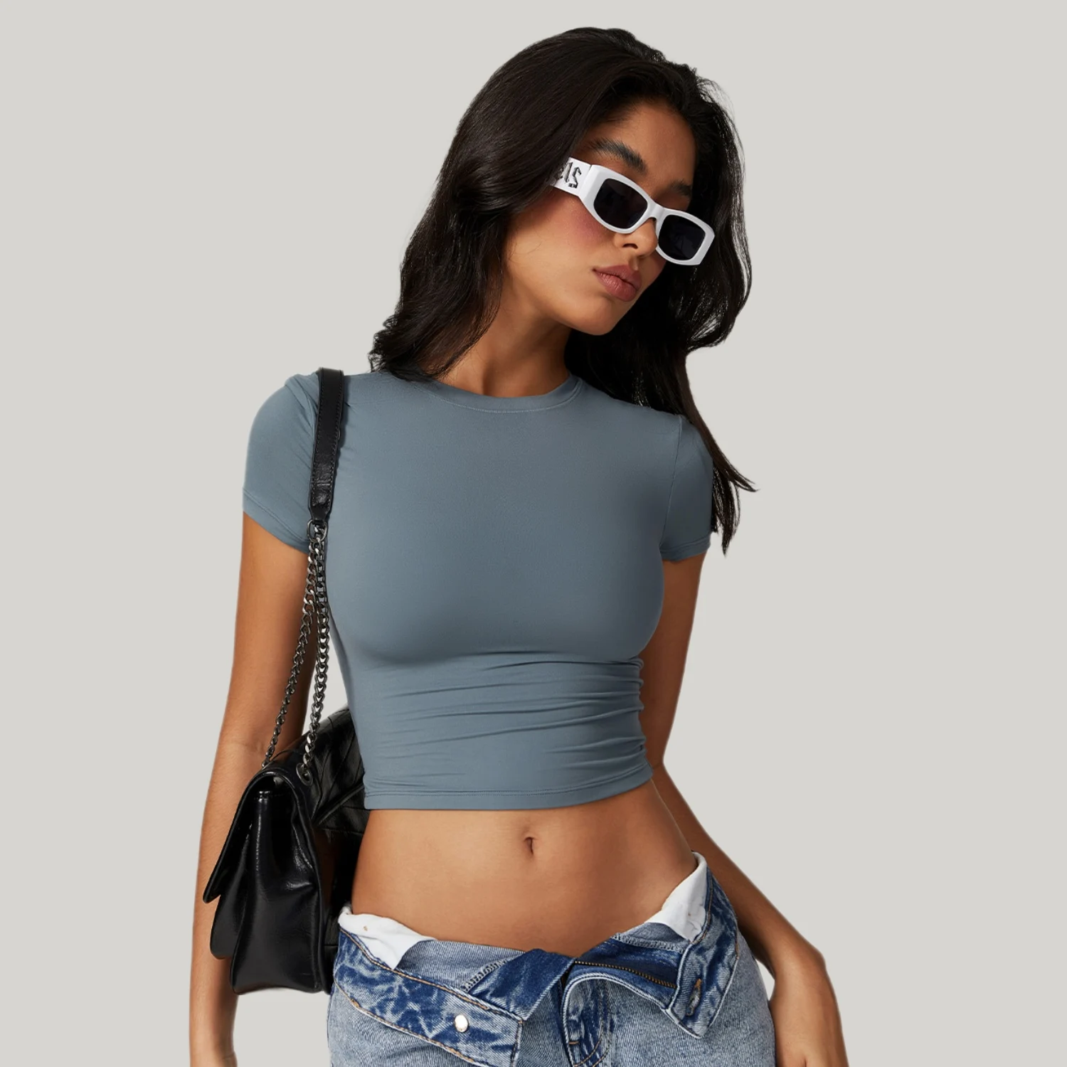 Half Button Cropped Hood Top / Slim Fit Shorts  ACS0247 main image 0