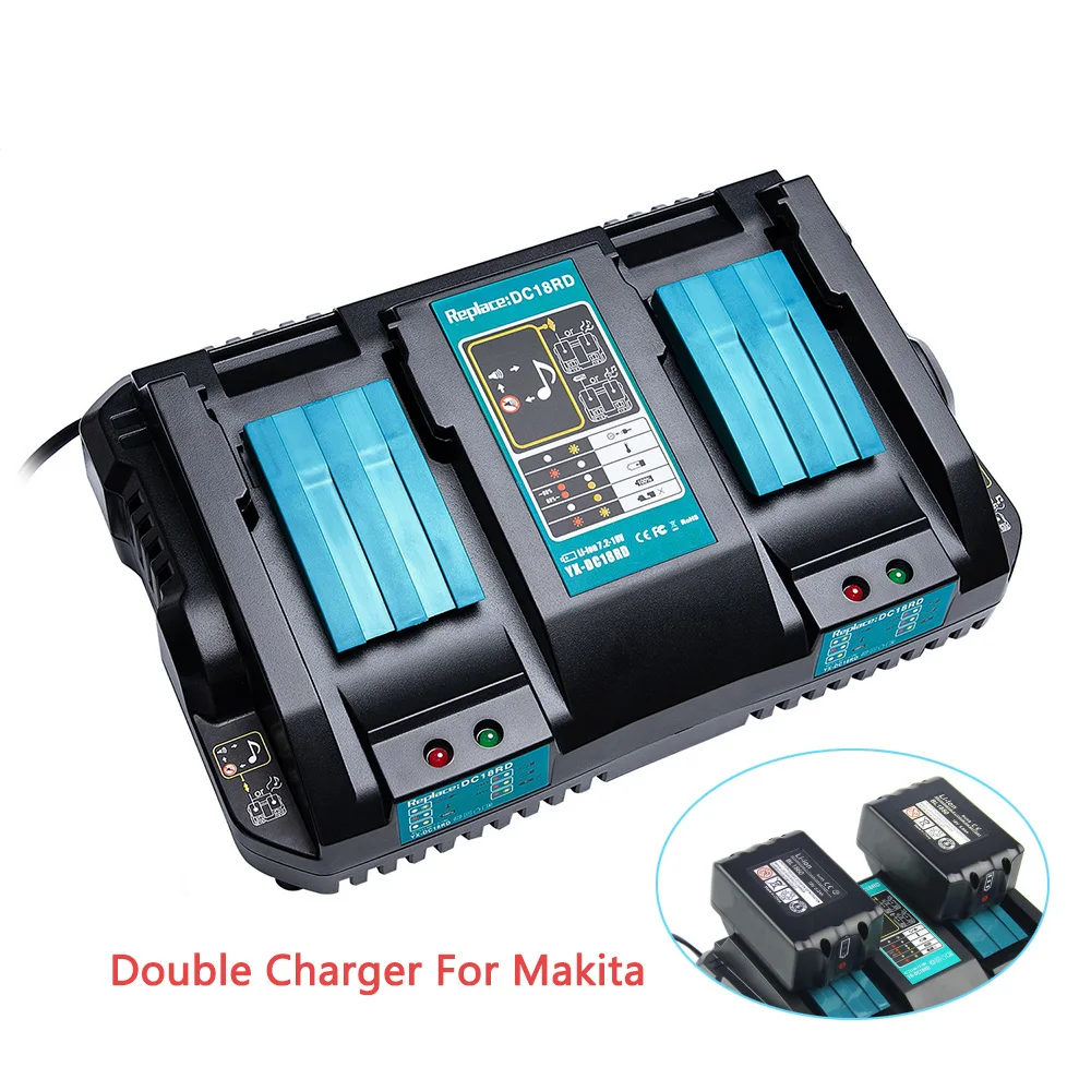 DC18RD Dual USB Port Battery Charger for Makita 14.4V 18V BL1860 BL1415 BL1430 BL1830 BL1840 BL1850 BL1845