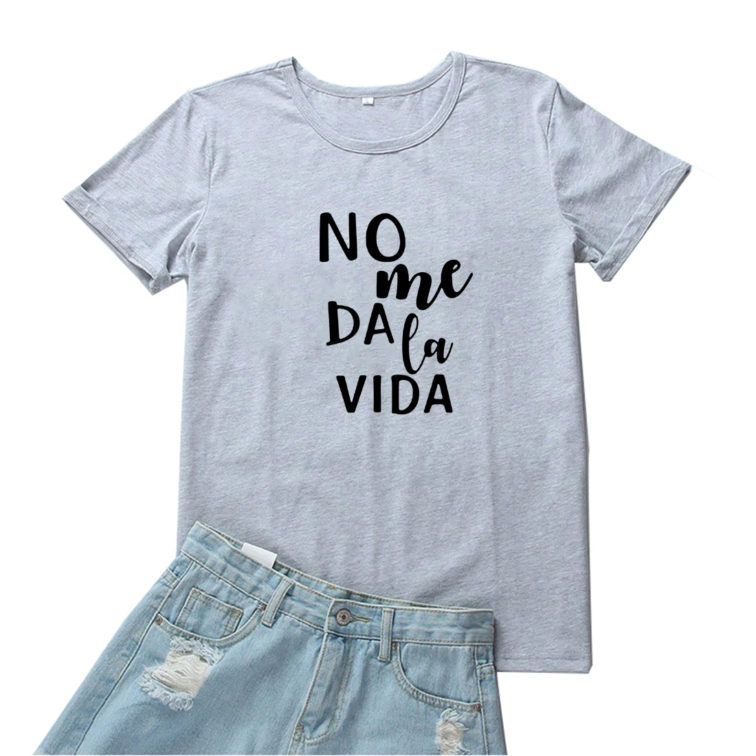 No Me Da La Vida Tshirt Women Fashion Spanish Language Women T Shirt Casual Cotton Tee Women Black Short Sleeves Camisetas Mujer