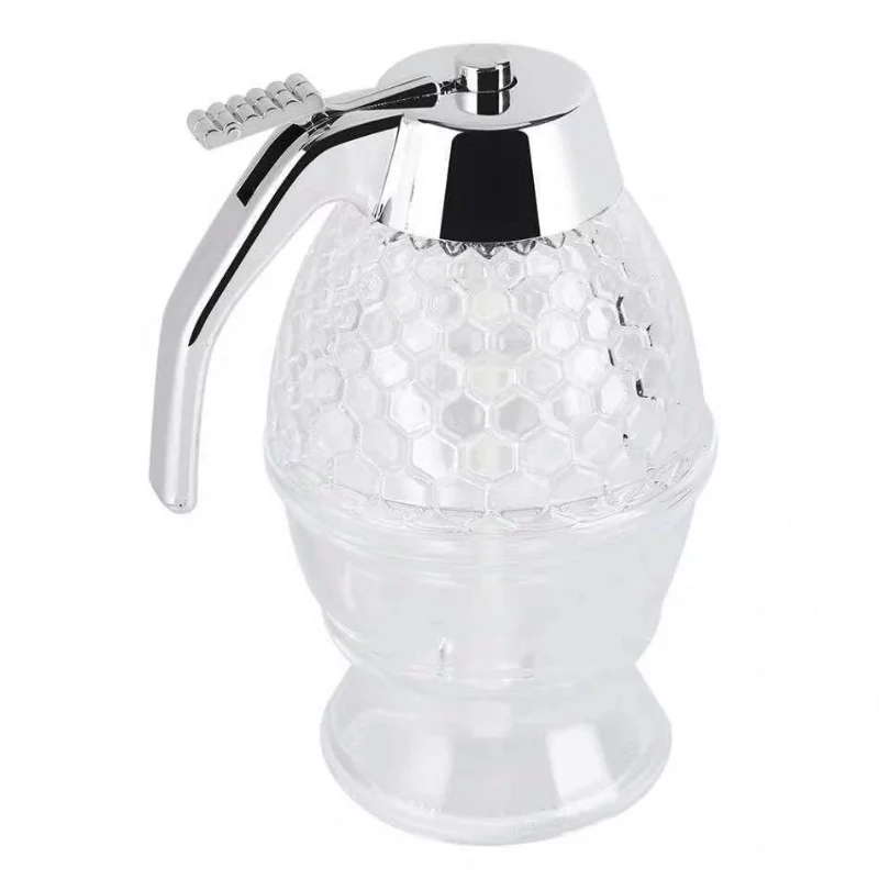 Honey Jar Container Bee Drip Dispenser Holder Glass Kitchen Sauce Pot with Lid Storage Kit