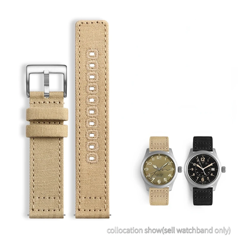 Army Green Nylon Canvas Watch Strap, 18mm/20mm/22mm