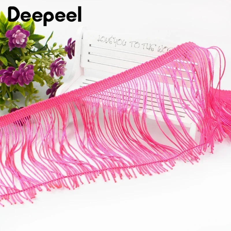 10Meters 10/15/20/30cm Colored Long Tassel Fringe Trim Woven Lace Ribbon DIY Latin Dance Dress Garment Fabric Sewing Accessories