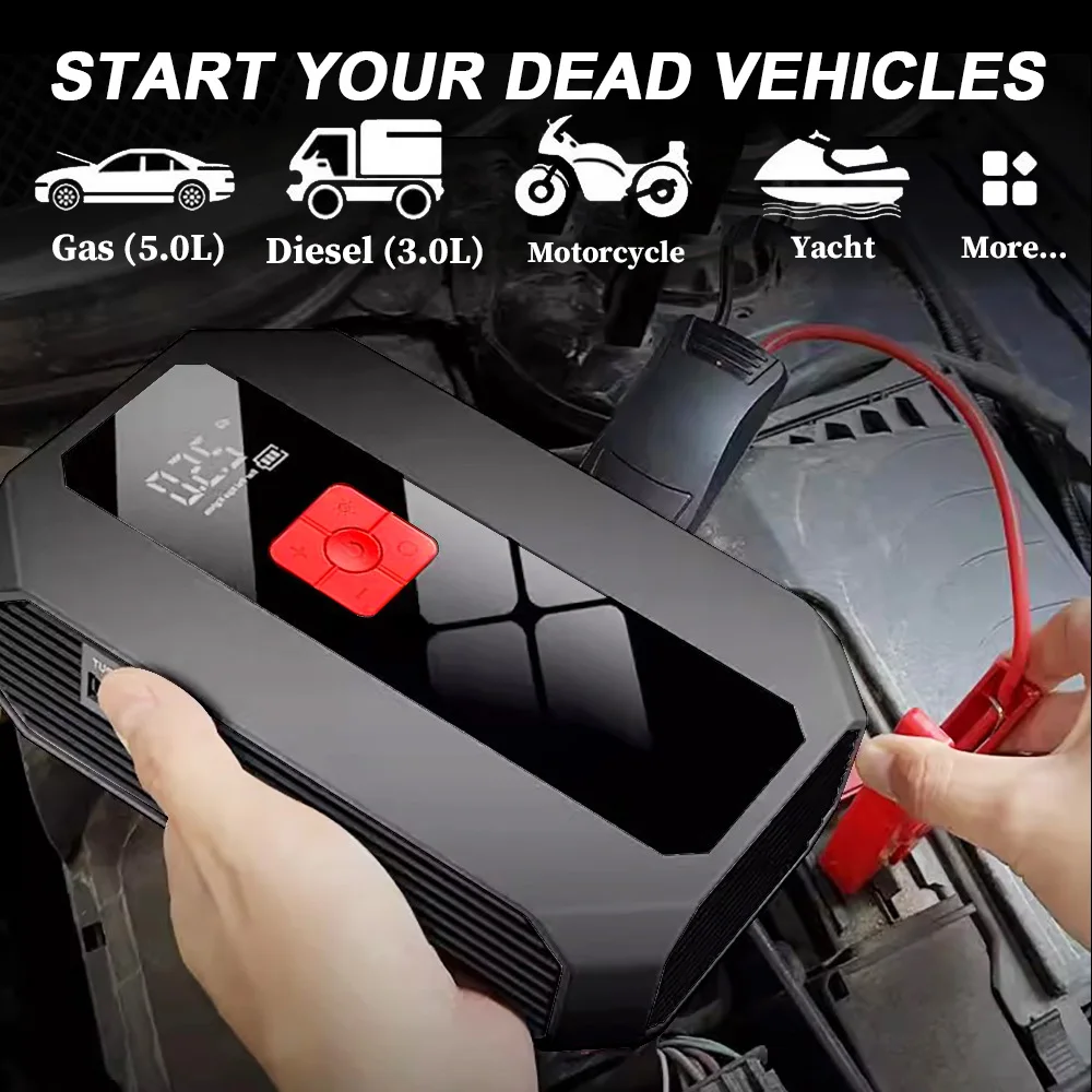 GKFLY 1200A Car Jump Starter Power Bank 12V Portable Battery Station For 5.0L/3.0L Car Emergency Booster Starting Device