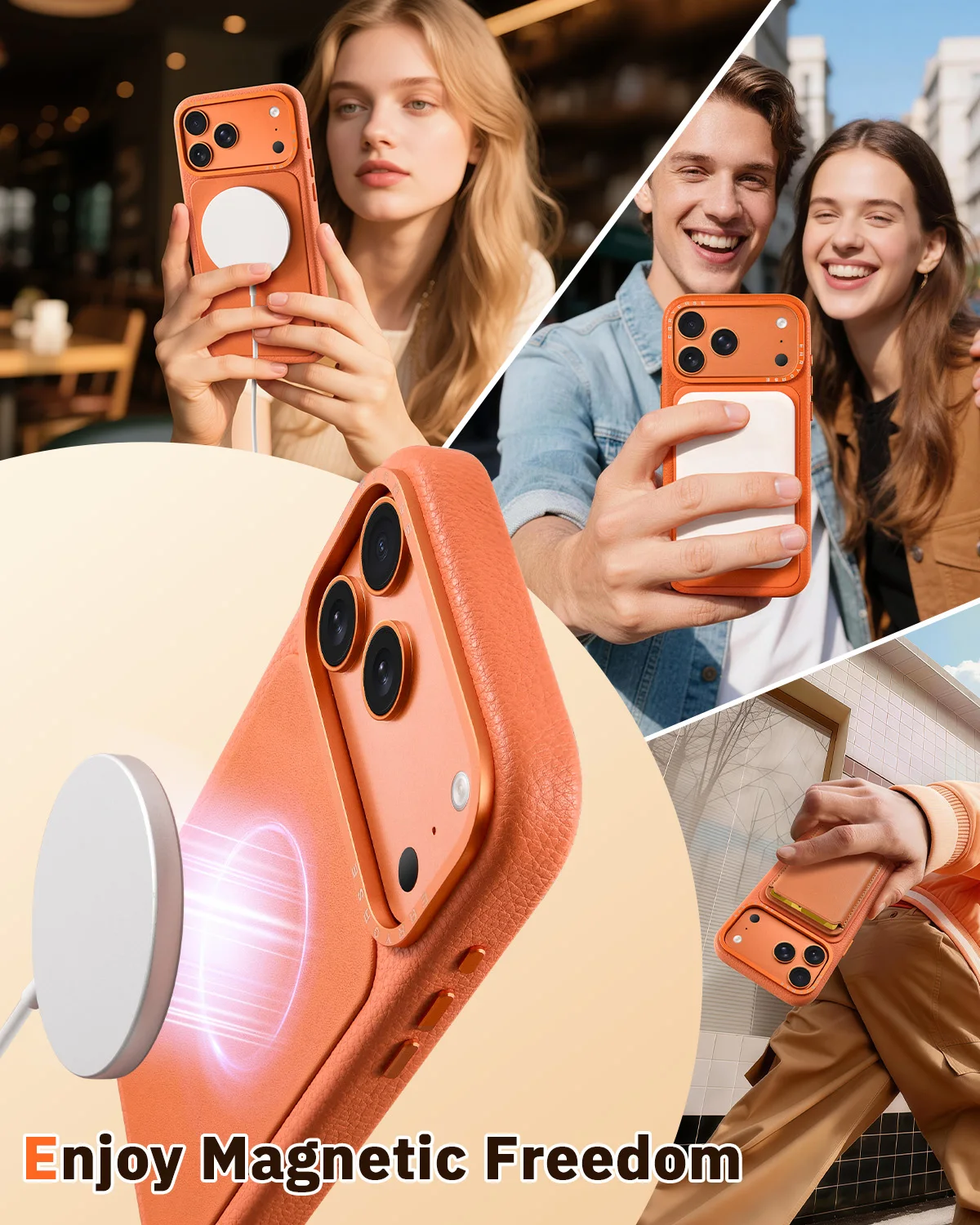 Eary Leather Shockproof Phone Case with Built-in Camera Protection