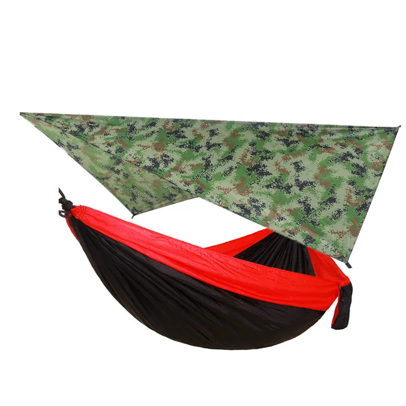 Camping Hammock Includes Mosquito Net, Rain Fly, Tree Straps, Perfect for Camping Lightweight Nylon Portable Single Hammock 