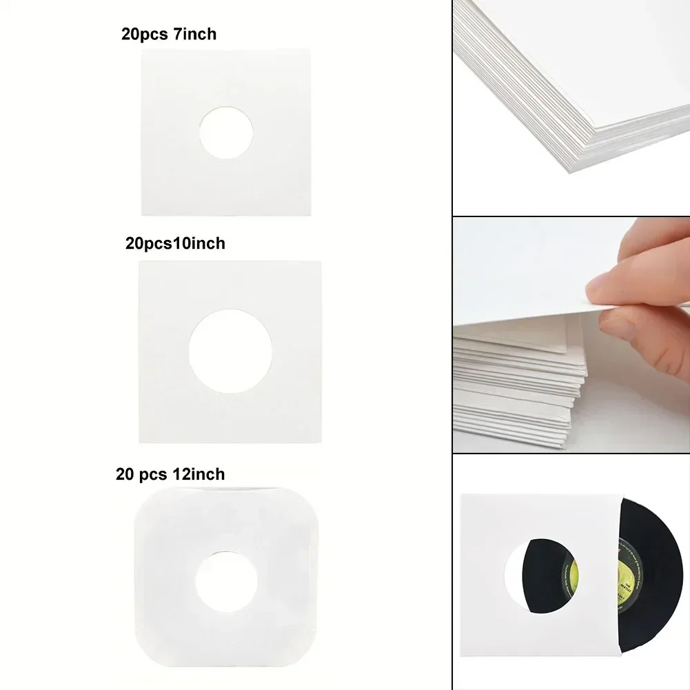 20pcs Protective Bag 12inch 10inch 7 Inch White Vinyl Record Protecter LP Bags Record Sleeves Vinyl Right Angle Paper Bag