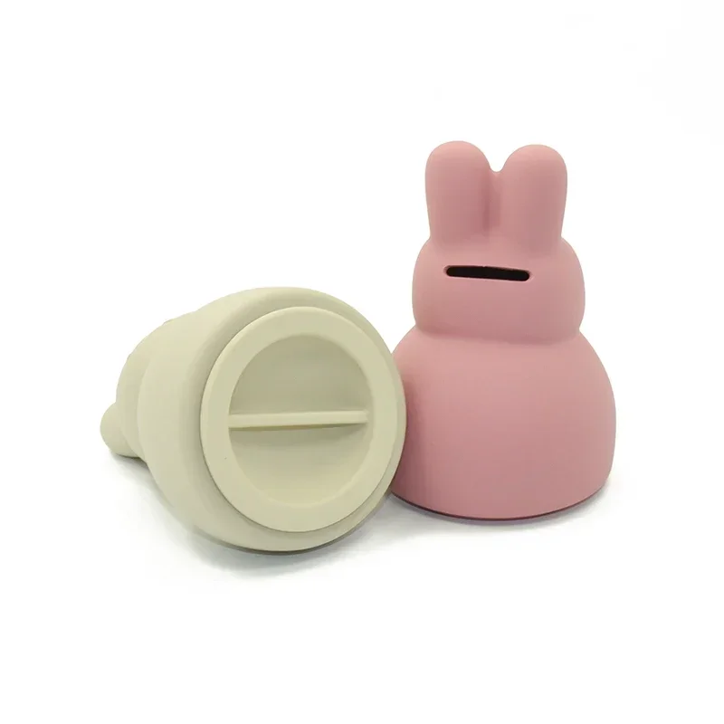 Baby Silicone Money Box Cute Bear Rabbit Shape Coin Cash Collection Holder Gifts Kids