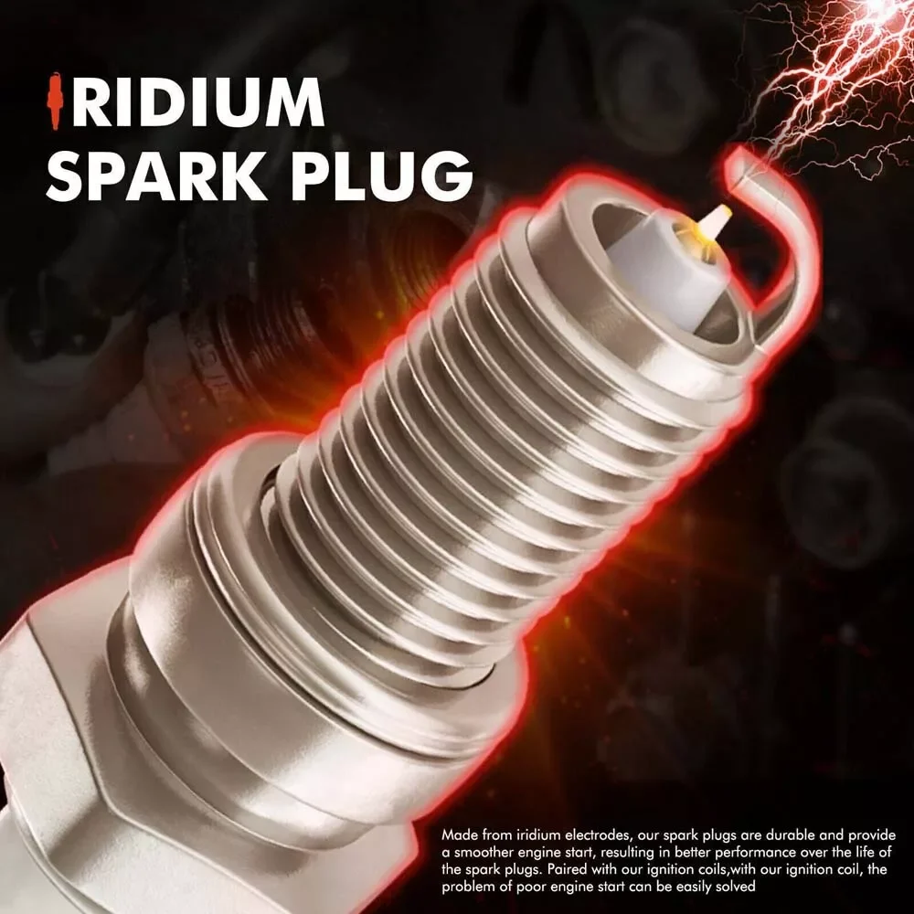 Carbole 4 Pack Ignition Coils and Iridium Spark Plugs For Jeep Dodge Chrysler 2.0L 2.4L