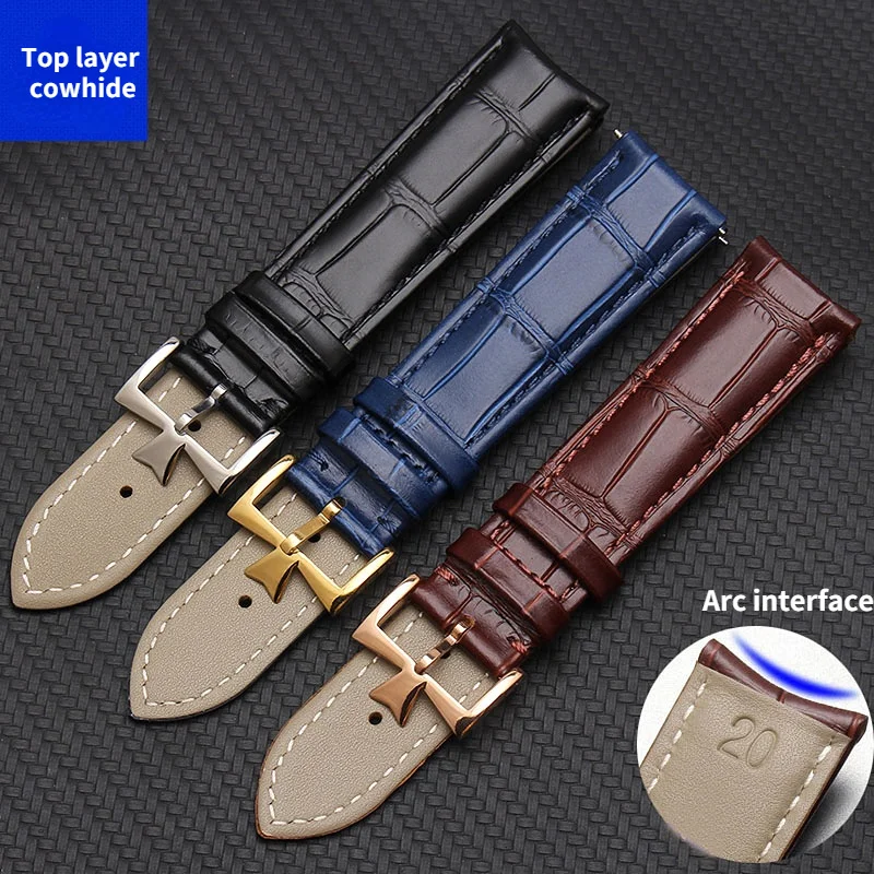 Uhgbsd Curved Strap For Constantin Men'S Vacheron Vc Heritage Art Master Series Watch Bracelet 20Mm 22Mm Leather Band