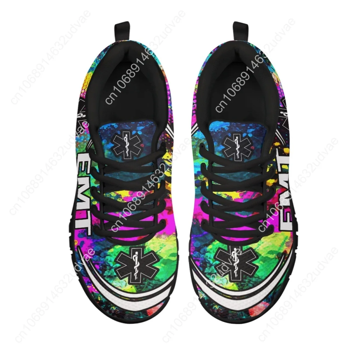 Paramedic EMT EMS Tie Dye Pattern Casual Snekaers For Women Wear-Resistant Flat Shoes Ladies Non-Slip Sport Zapatos