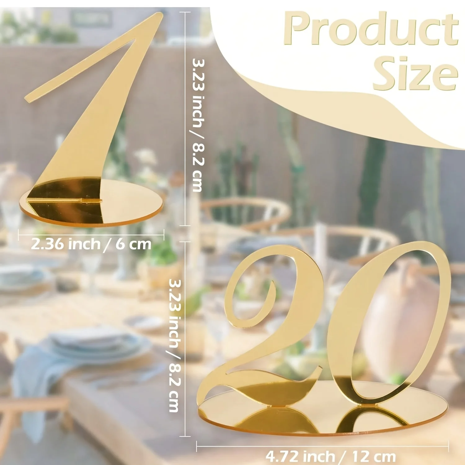 Wedding Table Numbers Gold Tabletop Number Polished Metal Mirror Design With Base Suitable For Wedding Reception Tabletop Decoration Party Display