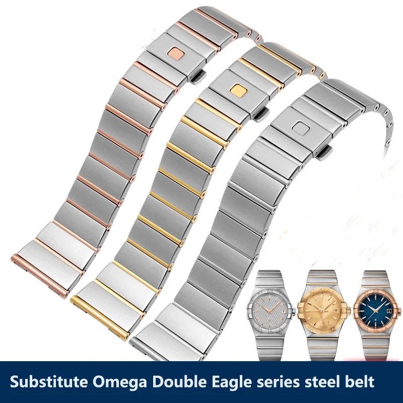 

For Omega Steel Strap Constellation Double Eagle Series High-Quality Steel Watchband Men Women's Watch Chain 17mm 23mm 25mm