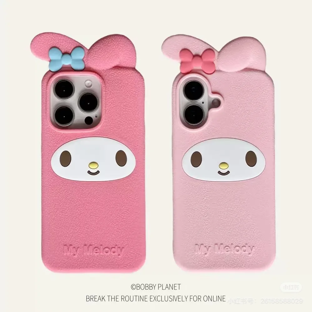 Kawaii 3D Bow My Melody Cartoon Silicone Phone Case - Pink Soft Anime Design