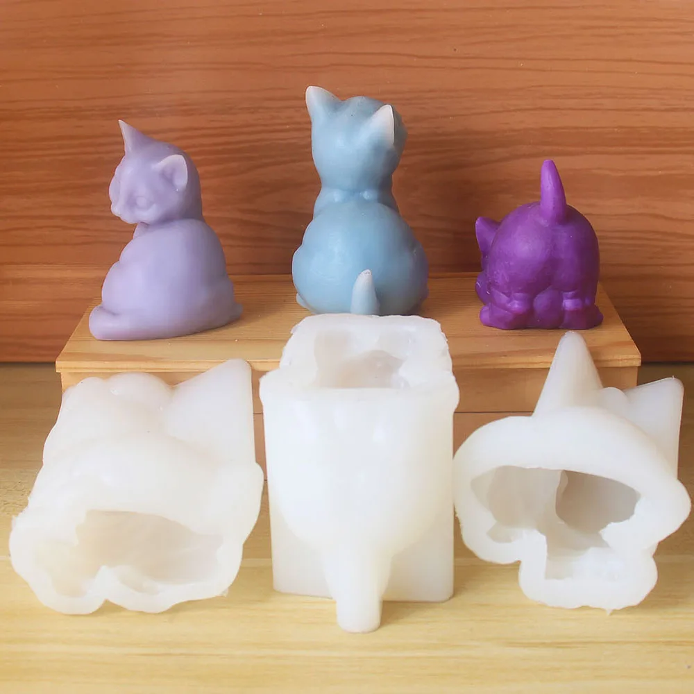 Nette Giern Und Dehnen Kleine Katze Aromatherapie Kerze Silikon Form Kätzchen Gips Harz Dekoration Ornament Werkzeug Hause Waren – Detail 11