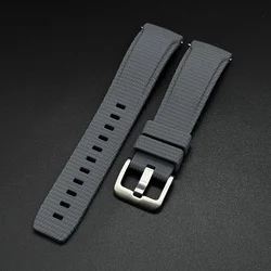 Curved End FKM Rubber Watch Strap with Quick - Release Band - Premium Bracelet in 20mm, 21mm, and 22mm Sizes - 22mm (Grey)