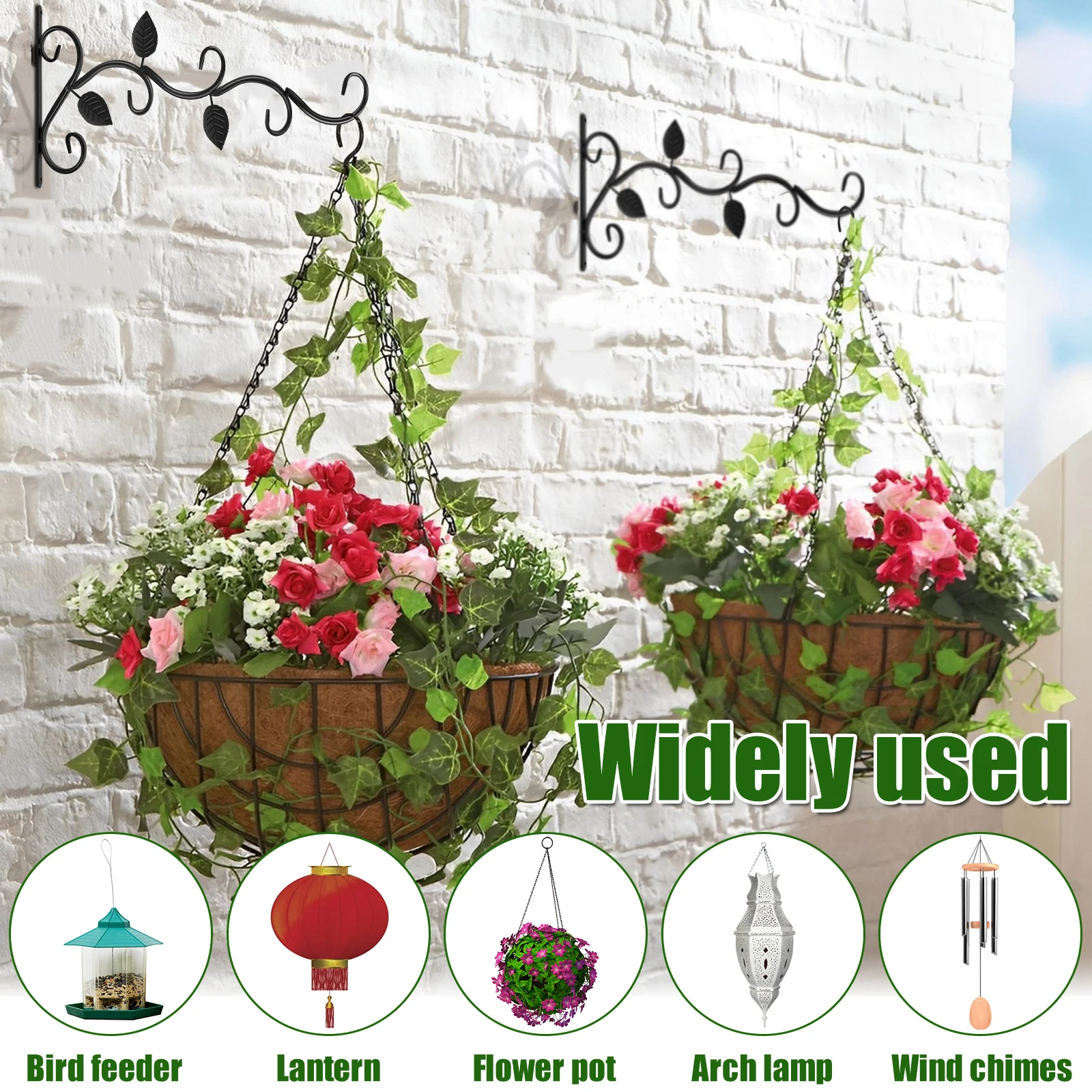 Garden 2Pcs Hanging Plants Bracket Iron Wall Mounted Plant Hook