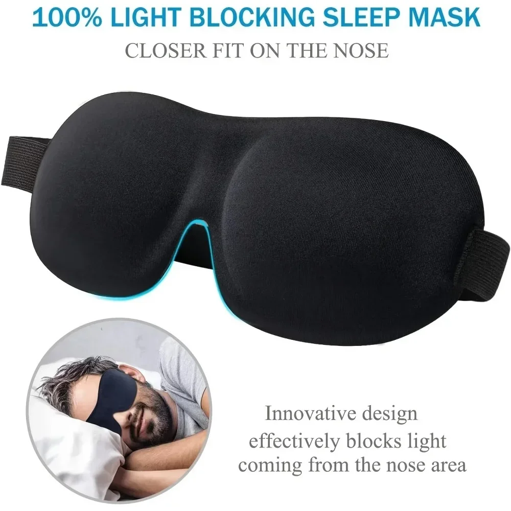 Premium 3D Memory Foam Sleep Mask - Ultra-Soft Light Blocking Eye Cover