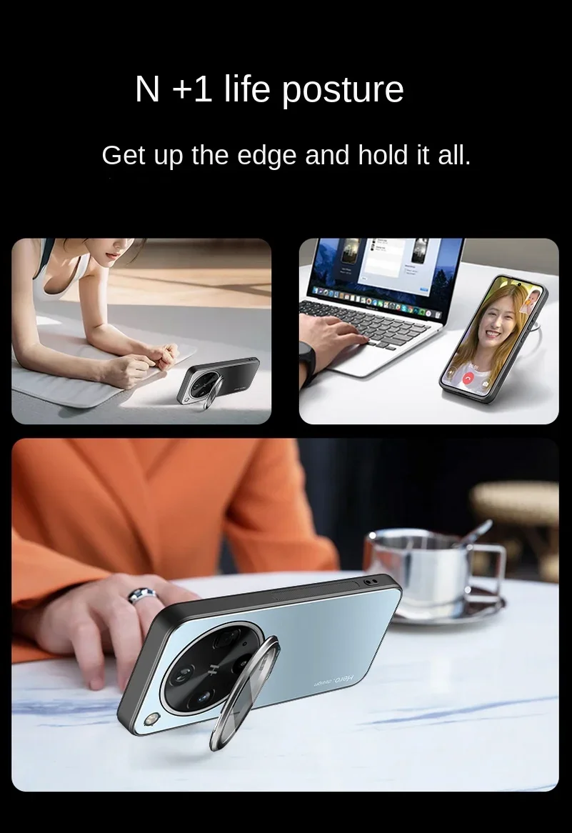 Enhanced Shockproof Matte Kickstand Case with Metal Lens Holder Cover