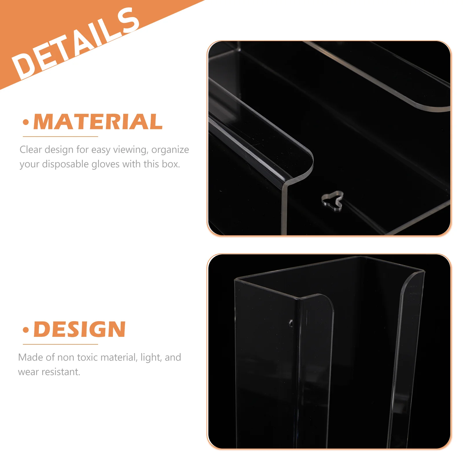 Clear Disposable Gloves Storage Box Transparent Wall Mounted Dispenser Organizer Case 6