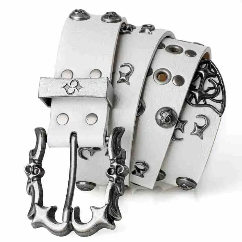 Herren- und Damengürtel im Trend-Stil mit Nieten und hochwertiger Legierungsschnalle, Rock-Punk-Subkultur Y2k-Stil Damengürtel – Detail 5