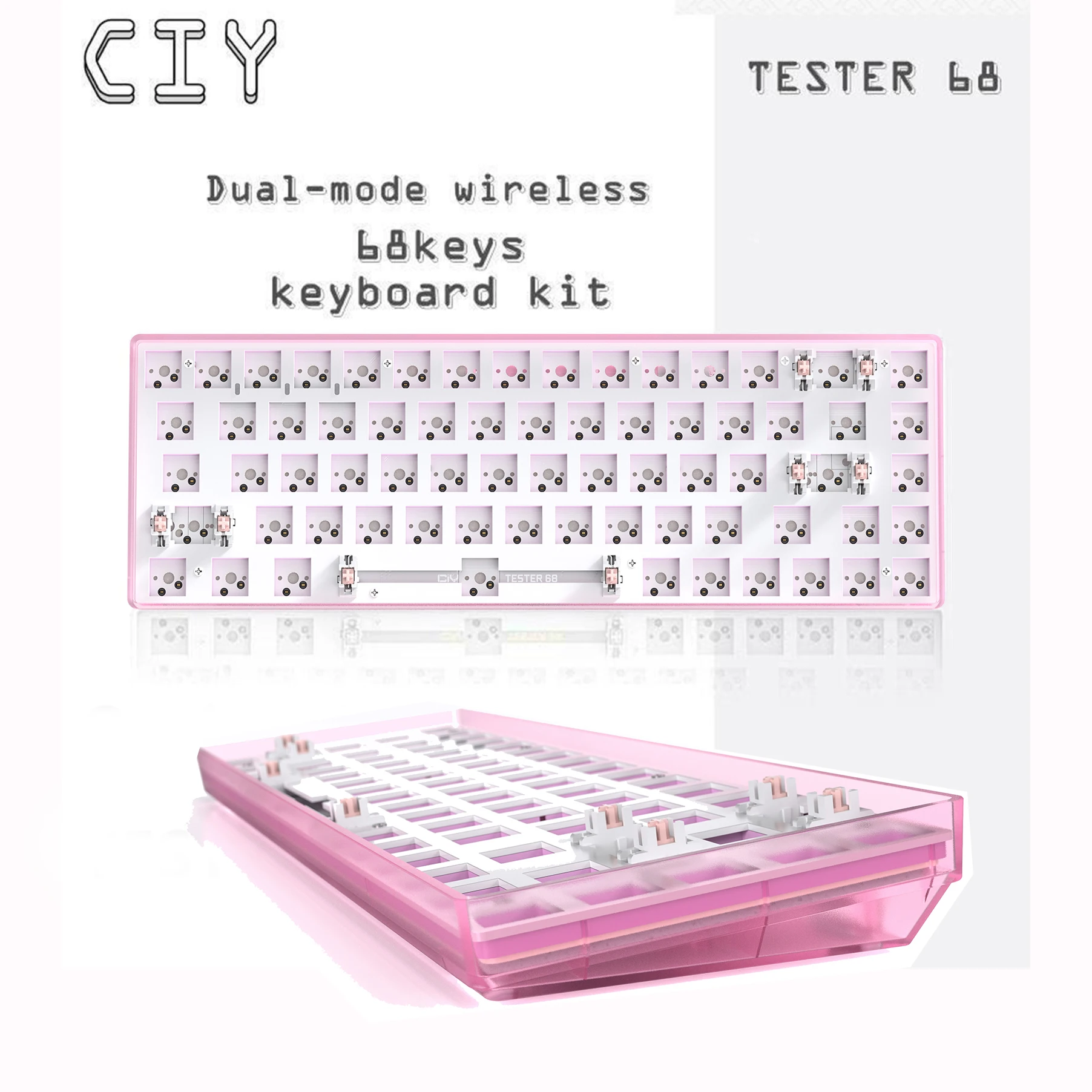 Tester68 ? clavier mécanique sans fil personnalisé 68 touches 2.4 ghz  compatible Bluetooth double mode axe de Base échange à chaud