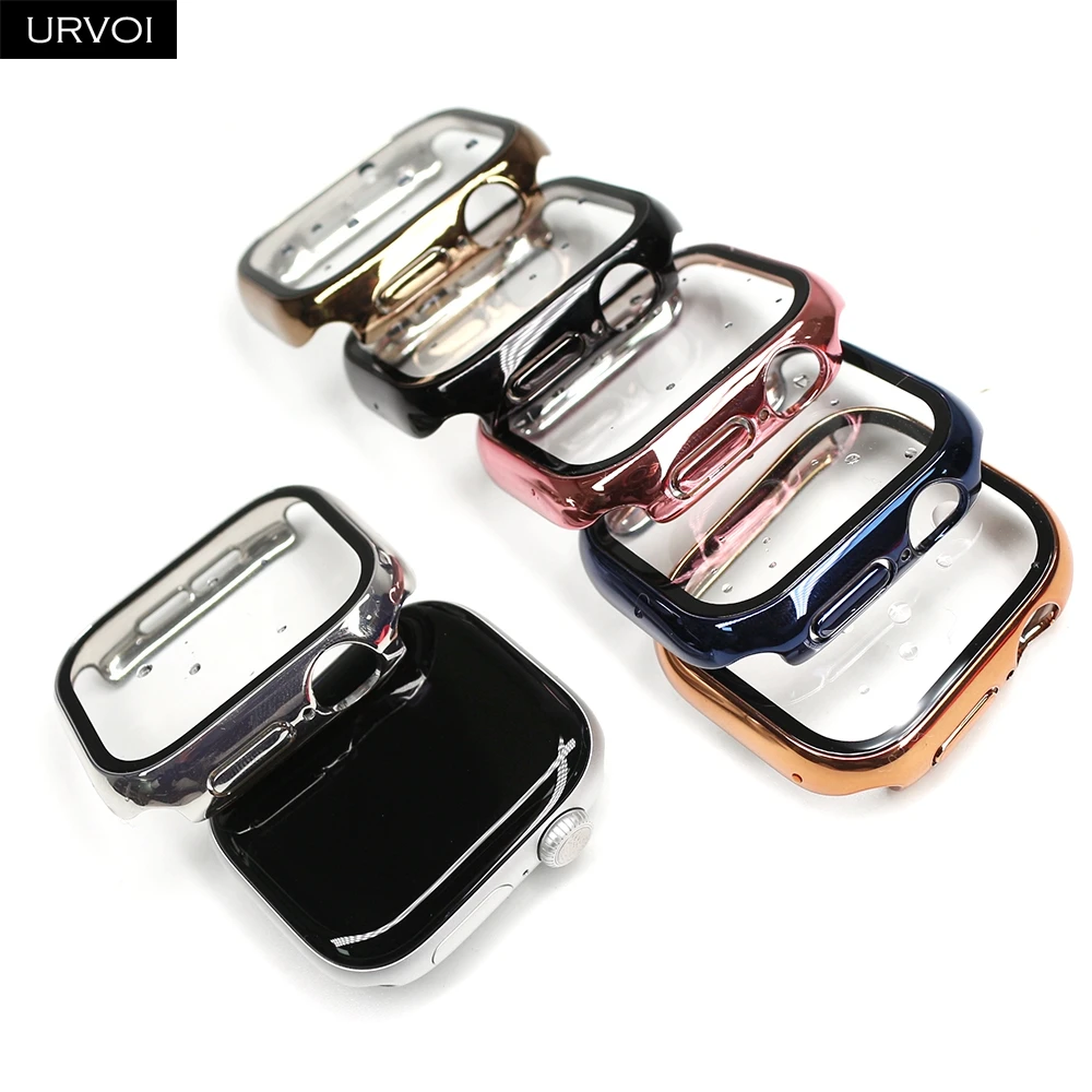 Apple Watch Screen Protector Case URVOI Full cover for Apple Watch ultra 2 series 10 9 8 7 6 Plastic bumper hard frame case with glass for iWatch screen protector