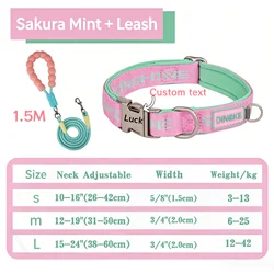 Personalized Engraved Pet Collar - Soft, Comfortable, and Adjustable with Custom ID Tag - M Neck(31 - 50cm) (Pink set)