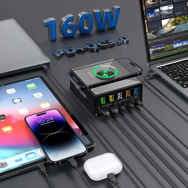 BlitzWolf USB PD 데스크탑 충전기, 868H, 160W, 5 포트, 듀얼 USB-A QC3.0, 듀얼 PD65W, C타입, 65W, 15W, 10W, 7.5W, 5W