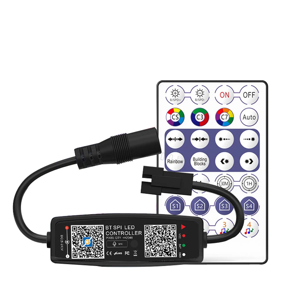 Bluetooth LED Pixels Controller With 28Keys Remote DC Or USB For WS2812 SK6812 WS2811 Strip DC5-24V |