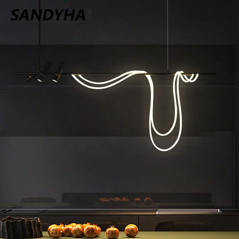 

SANDYHA Nordic Modern Luxury Chandiler Restaurant Long Hose Led Kitchen Bar Creative Home Design Hanging Lighting Luminaires