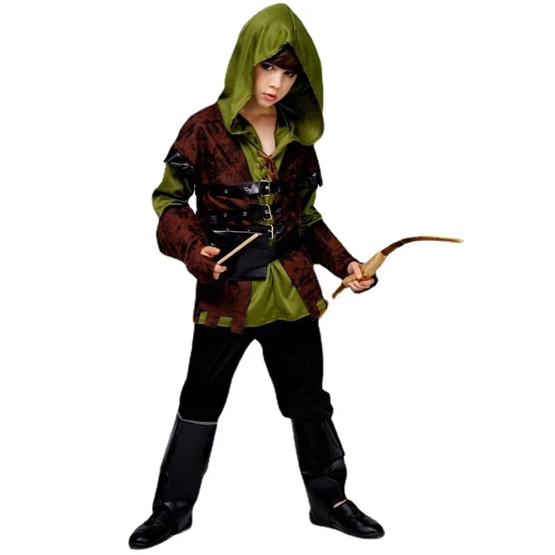 Kids Boys Halloween Grand Theft Archer Costume Party Boys Gamekeeper Hunter Costume Carnival Props Without Bow Arrow