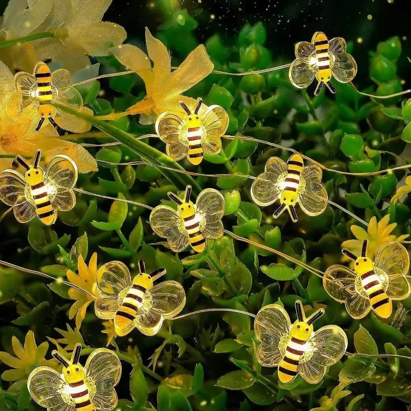 Bee String Lights 1Pack for Bedroom Plants Patios Party Wedding Xmas Decorative Lights