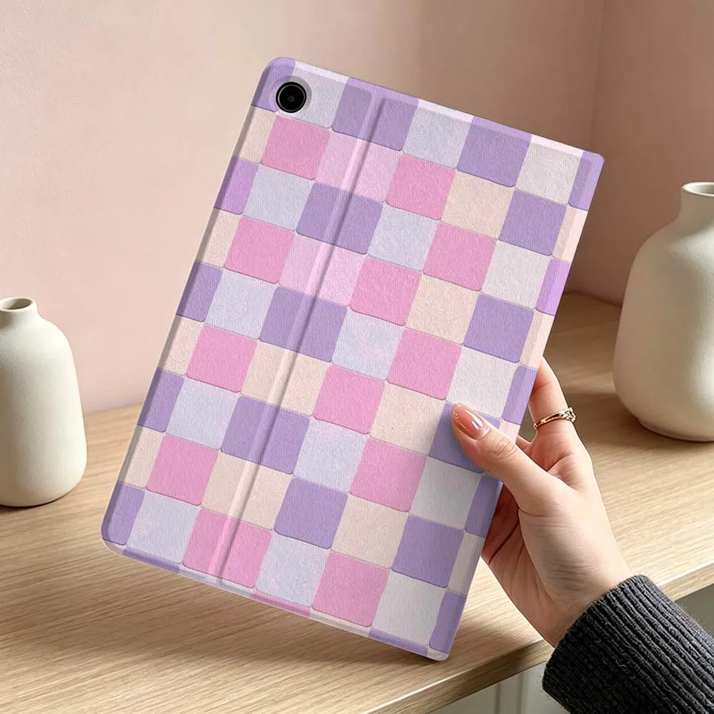 Purple Pink Checker Soft Tablet Case