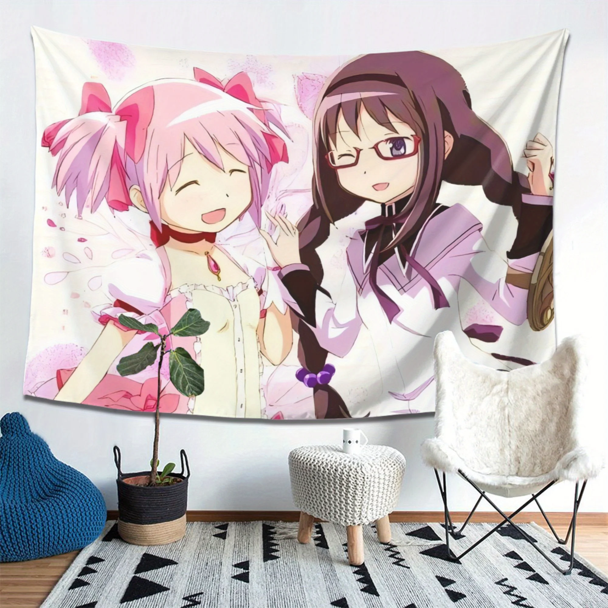 VIKAMA Puella Magi Madoka Magica Wandteppich für Schlafzimmer, Wohnheim, Anime-Wandbehang, magische Mädchen-Atmosphäre, Heimdekoration – Detail 6