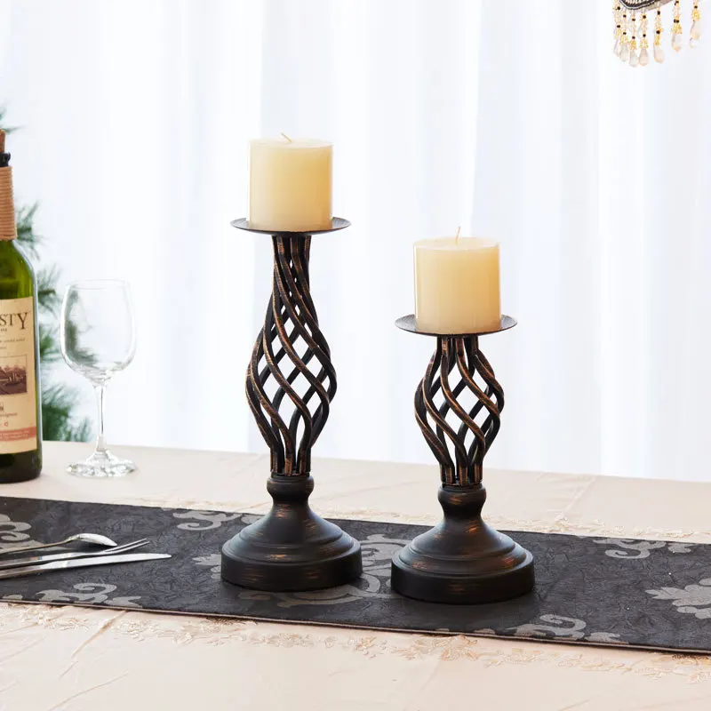Retro Hollowed Candlestick Holder for Valentine's Day Wedding Decor