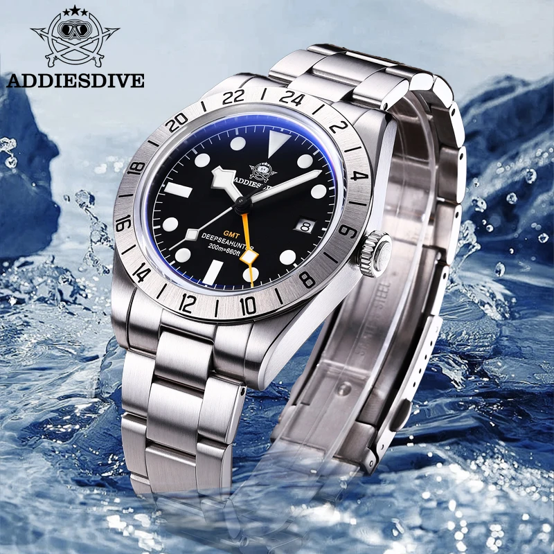 

ADDIESDIVE AD2035 Men Luxury Watches BGW9 Luminous 20Bar Waterproof Bubble Mirror Glass Classic Quartz GMT Watches Reloj Hombre