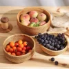 1pc/3pcs Rattan Fruit Basket Circular Woven Decorative Serving Basket Steamed Bun Basket Home Desktop Storage Box 2