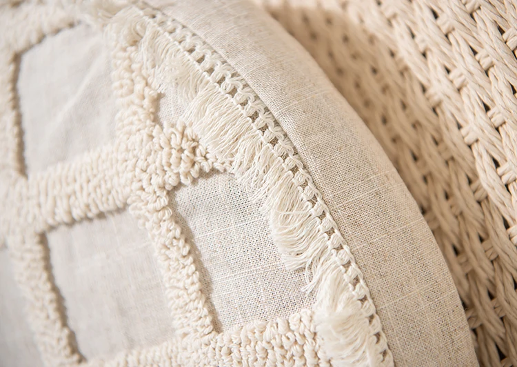 Getuftete Kissen bezug Boho Kissen Überwurf Quasten für die Heim dekoration Wohnzimmer Schlafzimmer Sofa Couch Quadrat rund 45x45cm – Detail 13