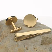 1 Set Men's Cufflinks & Tie Clips Set Silver Gold Color Cufflinks For Mens Shirt Cuffs Cufflink Father's Day Gift 3