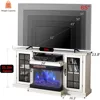 3-Sided Glass Fireplace TV Stand for TVs up to65''with12Color,Media Entertainment Center Console Table with Doors Closed Storage 4