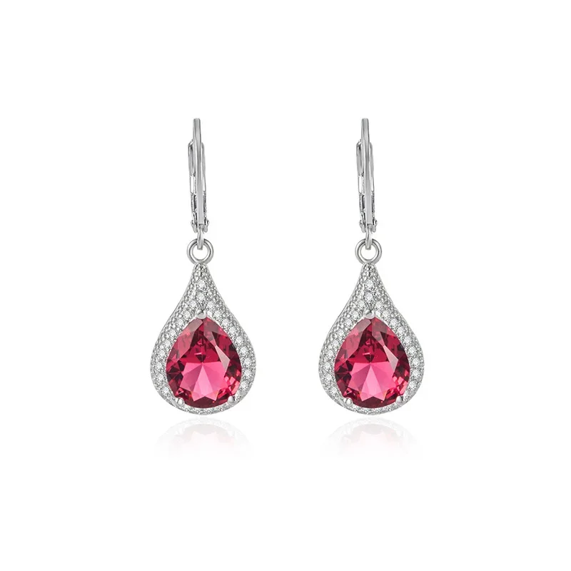 

Red Ruby Jewelry Drop Earring Women 925 Sterling Silver Geometric Origin Ruby Gemstone Aros Mujer Oreja Bizuteria Orecchini