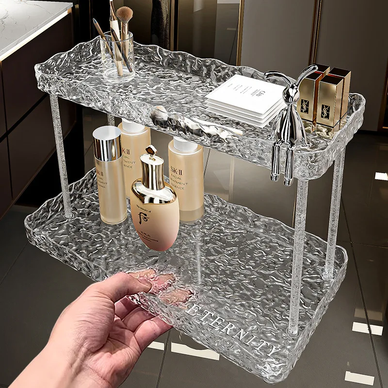 

Bathroom storage shelf Toiletries rack Toiletries and lipsticks storage box Desktop water ripple rack