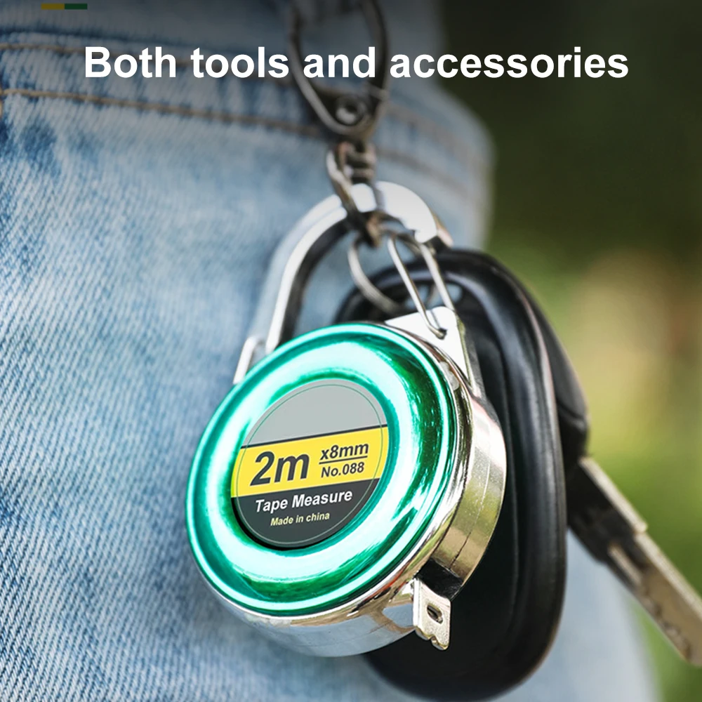 1pc Mini Tape Meter 2M Keychain Steel Tape Measure Delicate Small Steel Measuring Ruler Multipurpose Steel Tape Measure Gifts